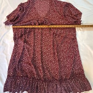 Women's Floral Blouse - Burgundy